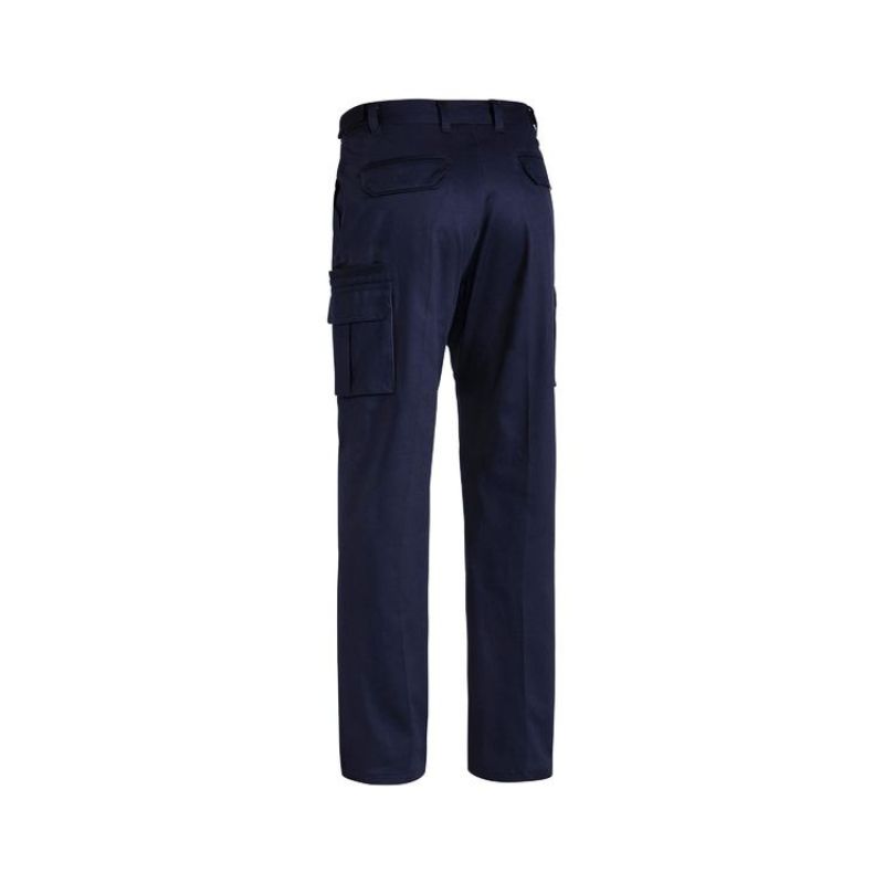 Back View of the Bisley Cargo pants. Showing the traditional relax fit, back pockets and left leg pockets.