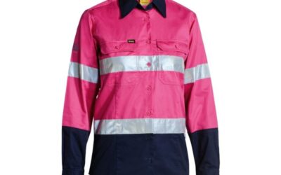 Bisley Ladies Taped Hi Vis Cool Lightweight Drill Shirt BL6896
