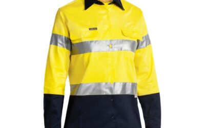 Bisley Ladies Taped Hi Vis Drill Shirt BLT6456