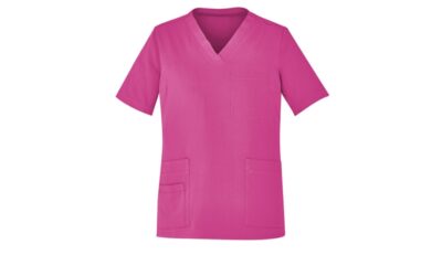 Bizcare Unisex Pink V-Neck Scrub Top CST250US