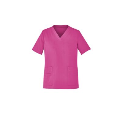 Bizcare Unisex Pink V-Neck Scrub Top CST250US