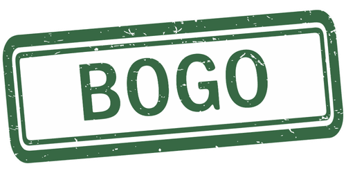 BOGO word in dark green