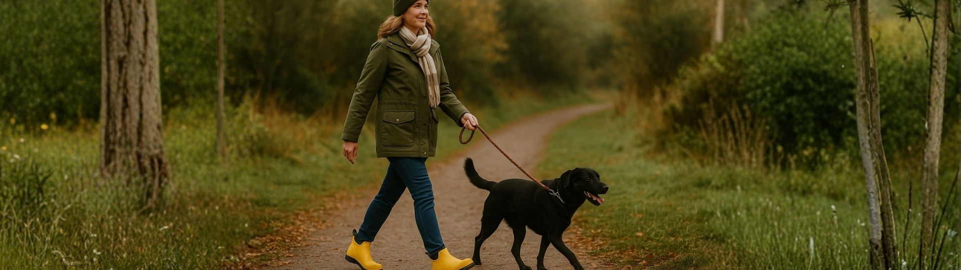 Four pairs of OTWAY Ladies Chelsea Boots in yellow, teal, red and black displayed on a wet wooden deck outdoors with natural light and a soft green background, showing their waterproof and stylish design.